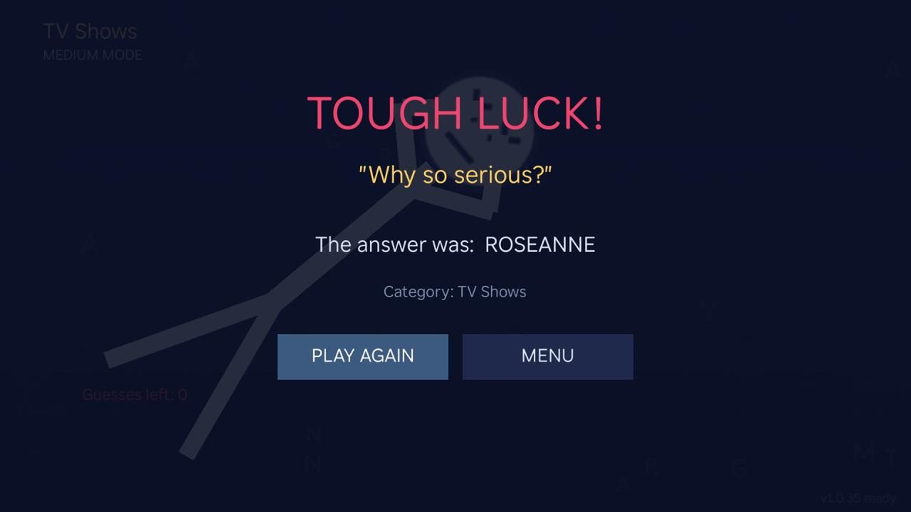 The tough-luck verdict screen